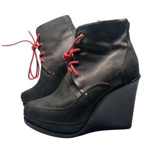 RAG & BONE Two Tone Derby Suede Leather Wedge Bootie Dolgan Women’s 38 US 8